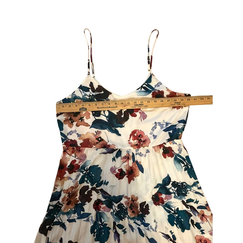 A New Day Cream Floral Pleated Dress | V-Neck | Spaghetti Strap | Size XXL - Picture 4 of 7